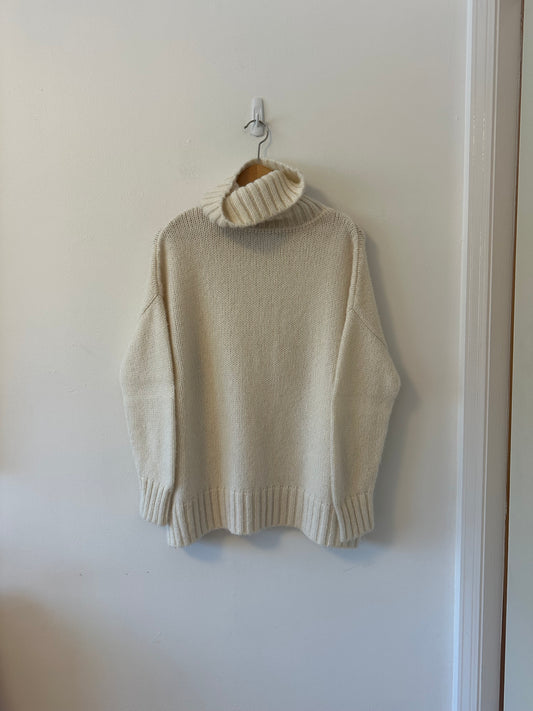 Jenni Kayne Alpaca Cocoon Turtleneck Sweater Top in Ivory | Size XXS
