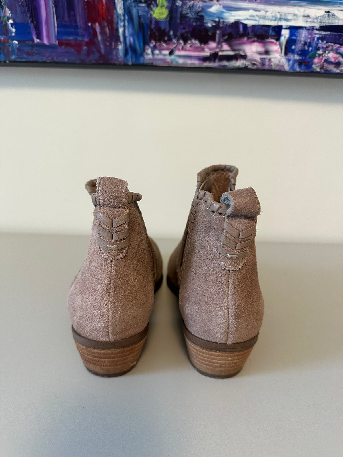 Jack Rogers Taupe Suede Whipstitch Chelsea Ankle Boots | Size 7.5