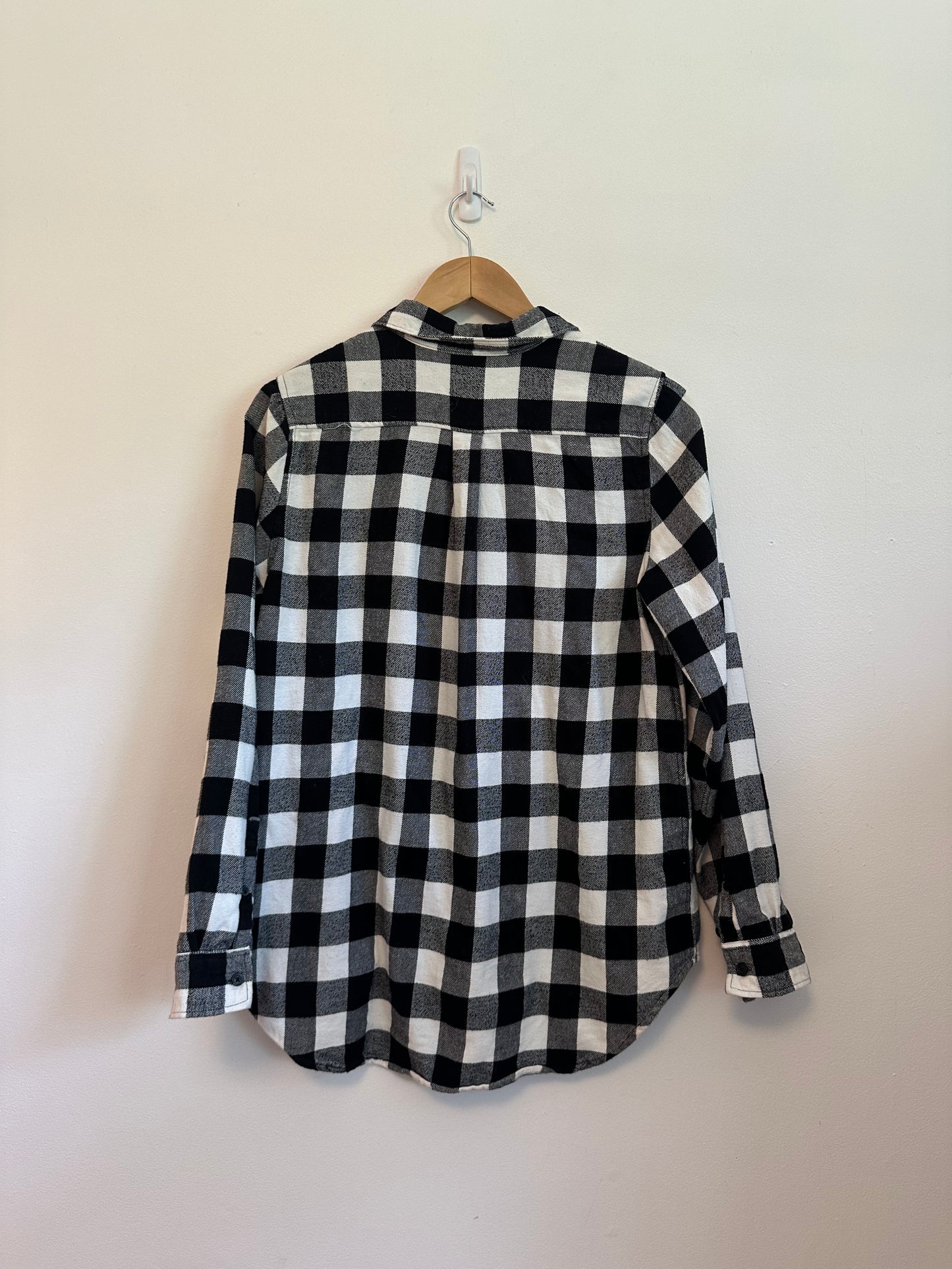 Woolrich Pemberton Black and White Buffalo Plaid Cotton Flannel Shirt | Size Small