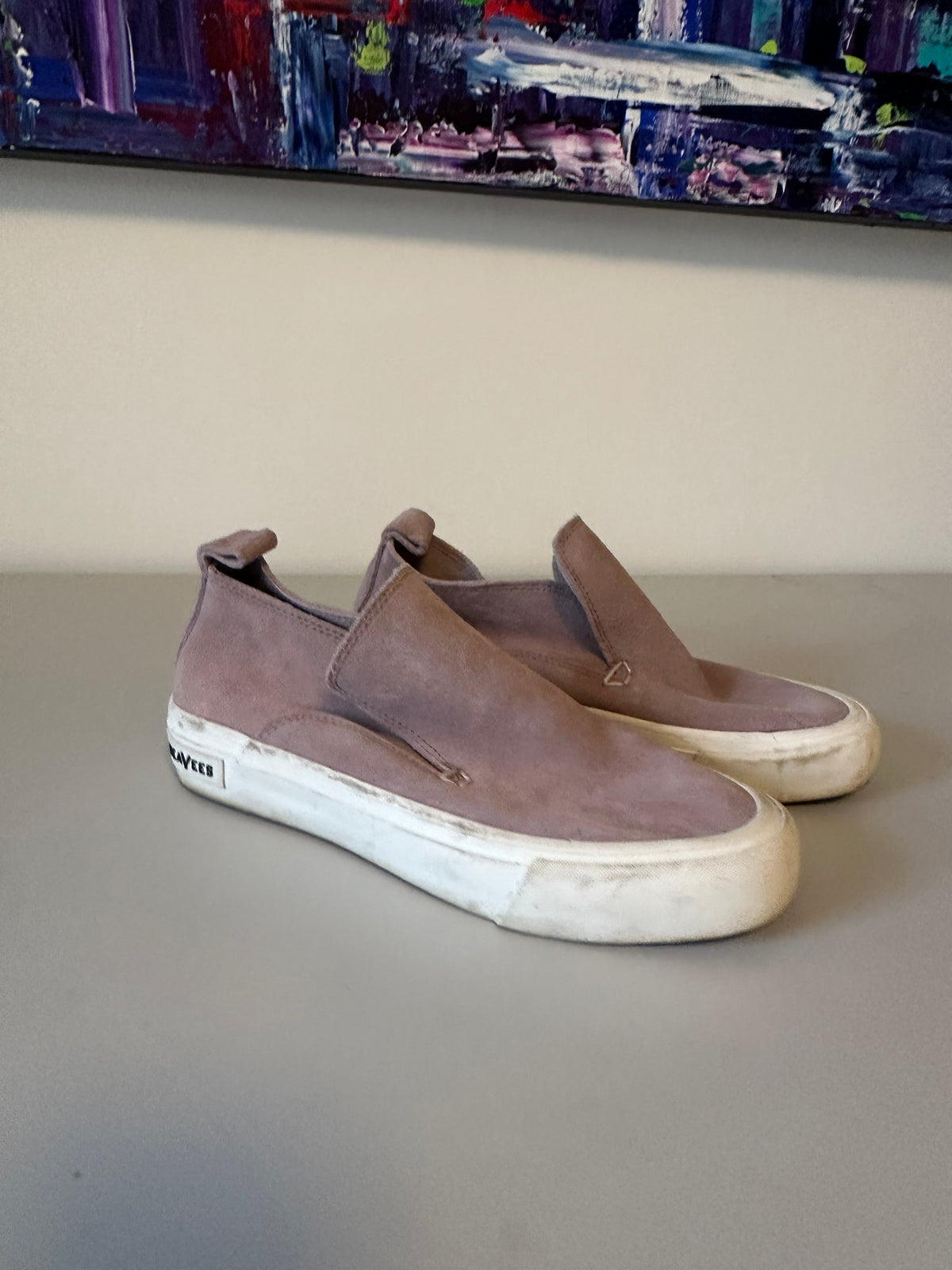 SeaVees Huntington Middie Suede Slip On Sneakers in Mauve Pink | Size 7