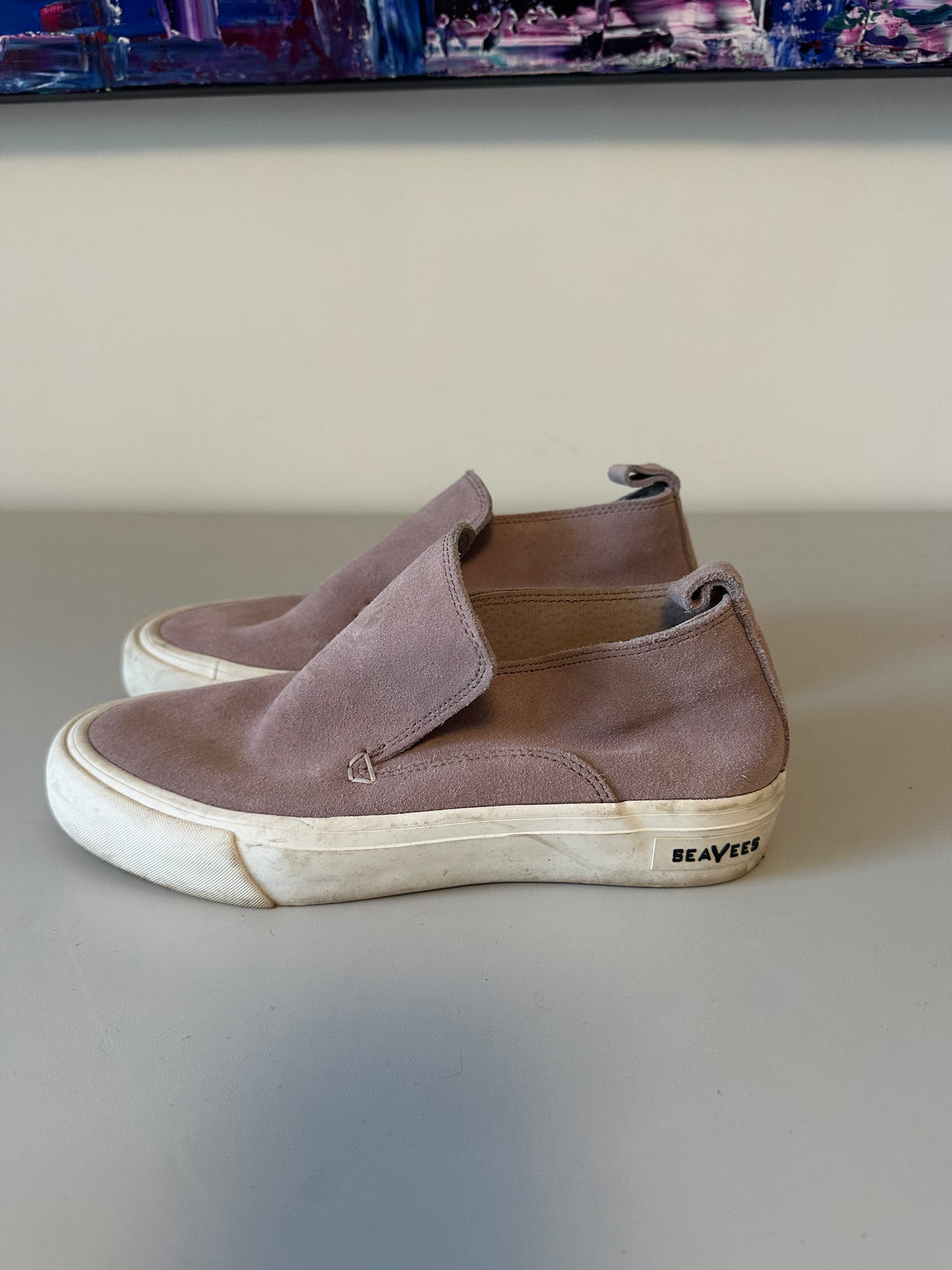 SeaVees Huntington Middie Suede Slip On Sneakers in Mauve Pink | Size 7