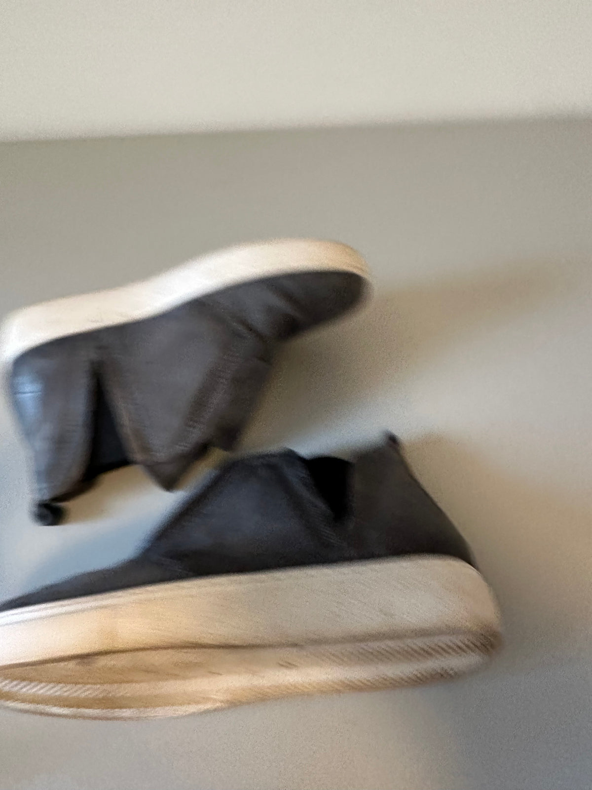 Miz Mooz Gray Leather High Top Slip On Platform Sneakers | Size 37
