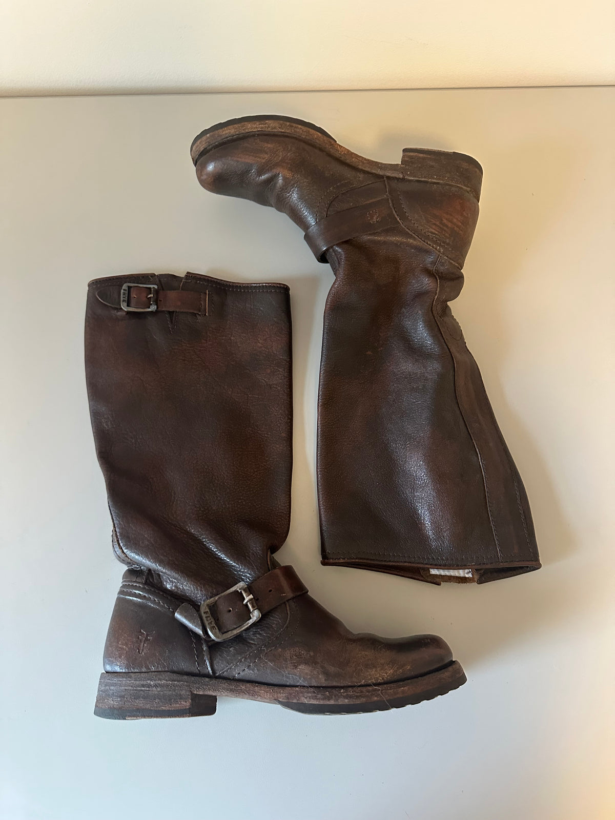Frye Engineer 12R Boots in Dark Brown Leather | Size 7