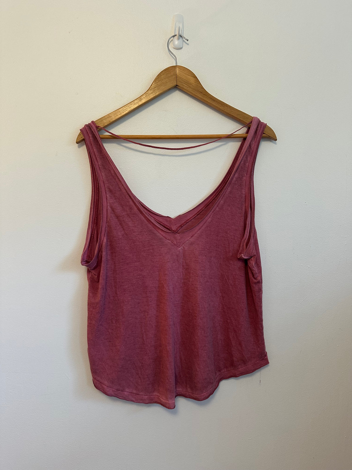 Free People FP Movement V-Neck Relaxed Tank Top in Berry Pink | Size XS