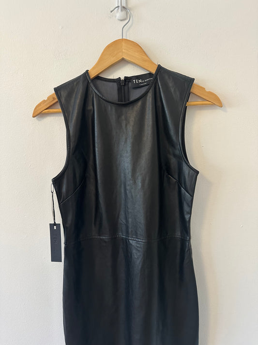 NWT Aritzia Ten by Babaton Cannes Black Vegan Leather Mini Dress | Size 6