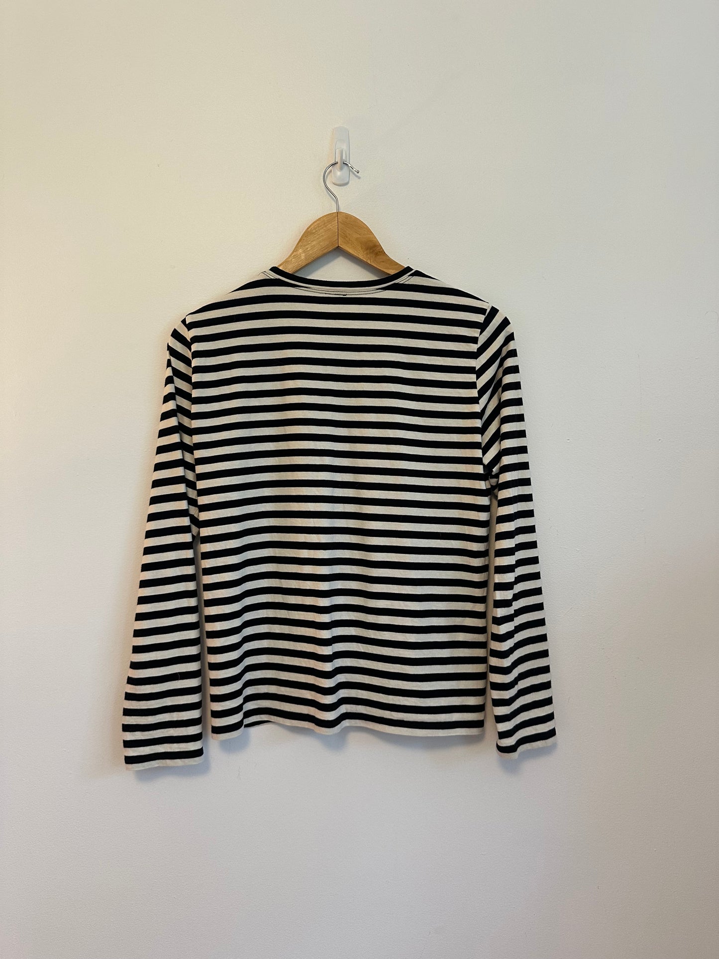 Kule The Modern Striped Long Sleeve T-Shirt in Black and Cream | Size Small