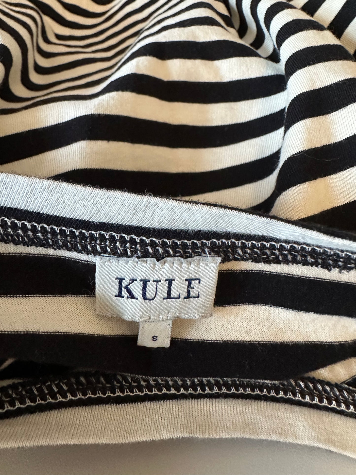 Kule The Modern Striped Long Sleeve T-Shirt in Black and Cream | Size Small
