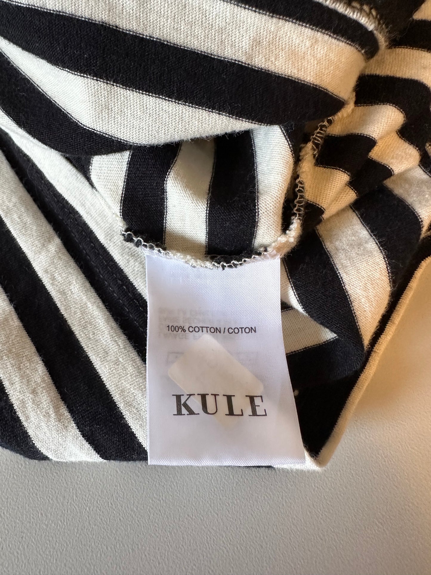 Kule The Modern Striped Long Sleeve T-Shirt in Black and Cream | Size Small