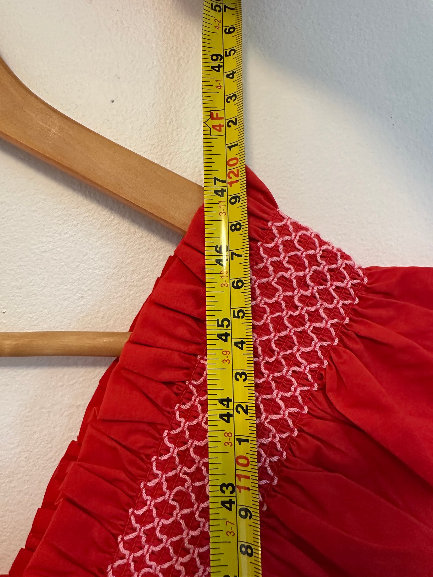 Hill House Home Ellie Cotton Poplin Nap Dress in Red Smocked Ruffle | Size XS