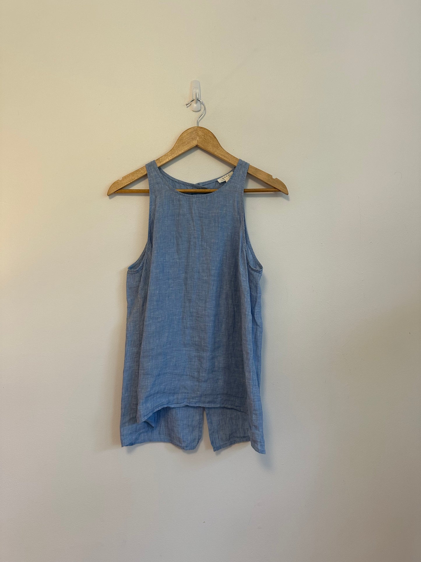 Joie Soft Blue 100% Linen Button Back Sleeveless Tank Top | Size Small