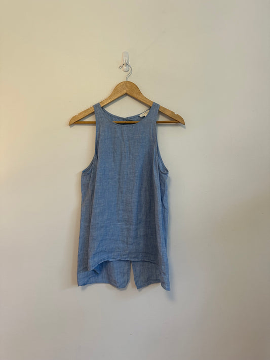 Joie Soft Blue 100% Linen Button Back Sleeveless Tank Top | Size Small