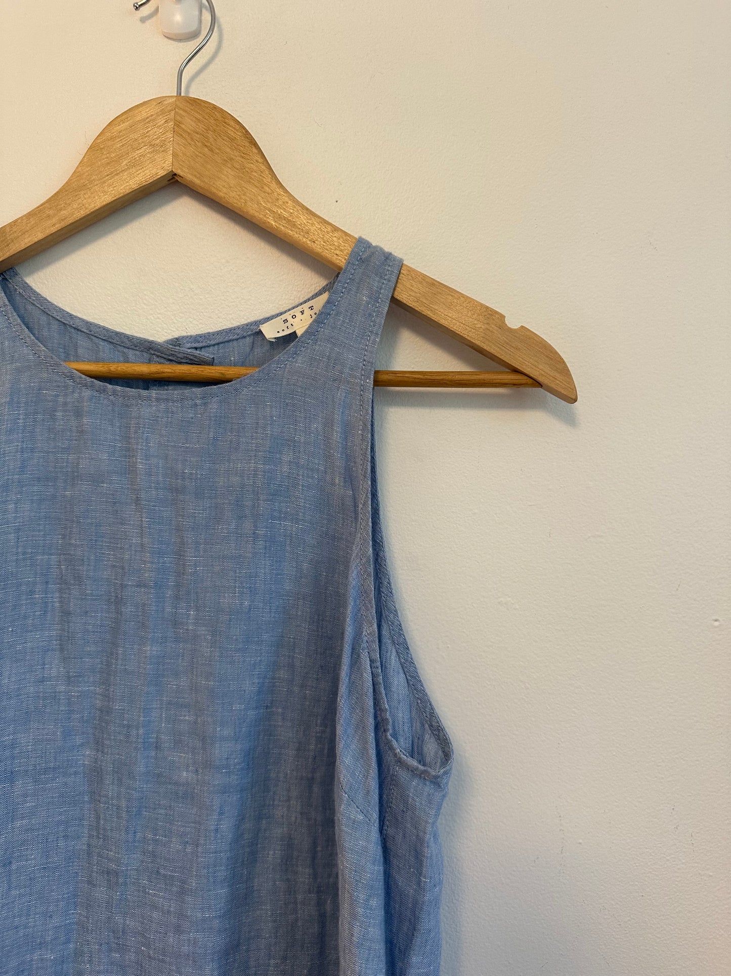 Joie Soft Blue 100% Linen Button Back Sleeveless Tank Top | Size Small