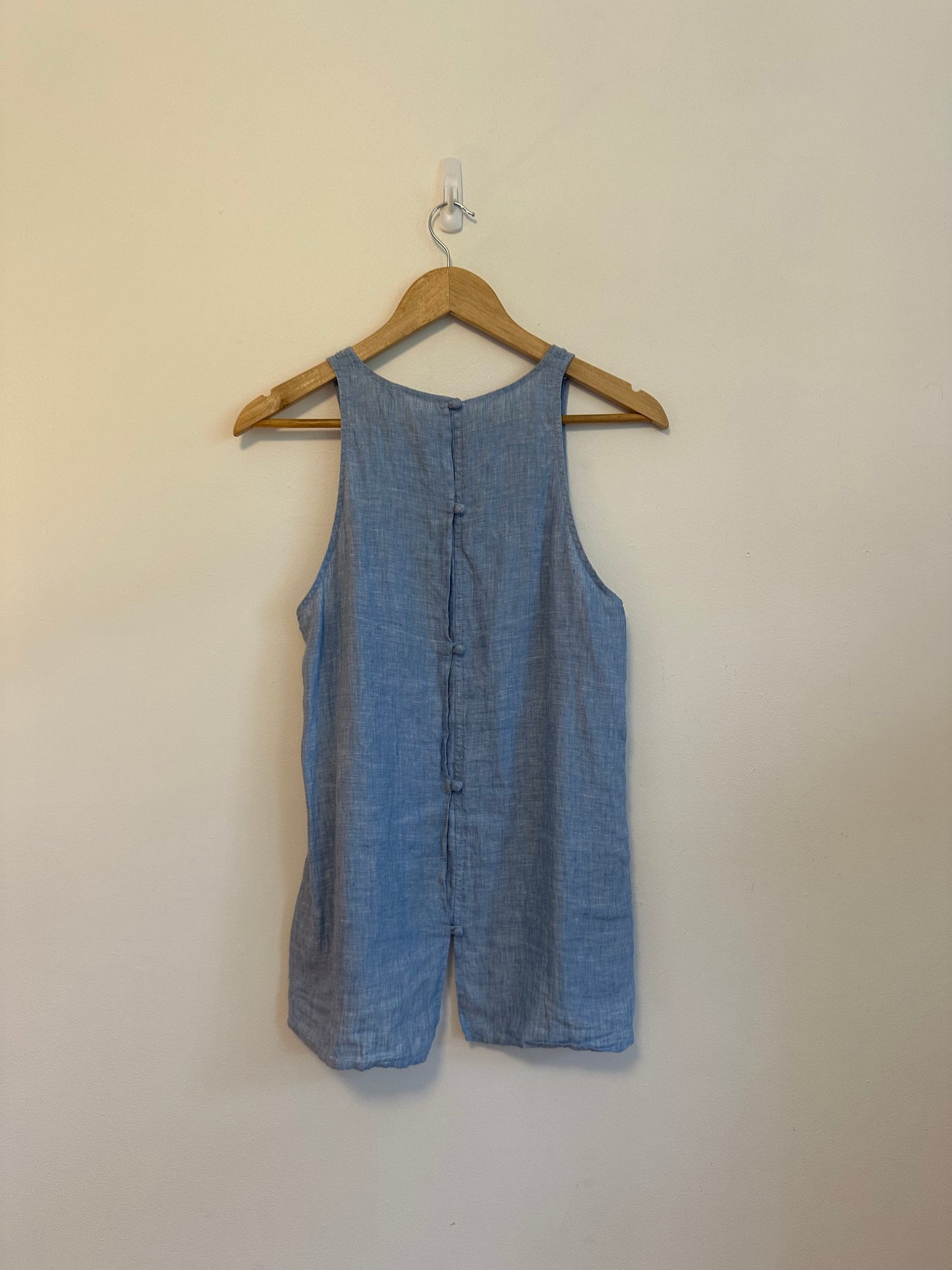 Joie Soft Blue 100% Linen Button Back Sleeveless Tank Top | Size Small