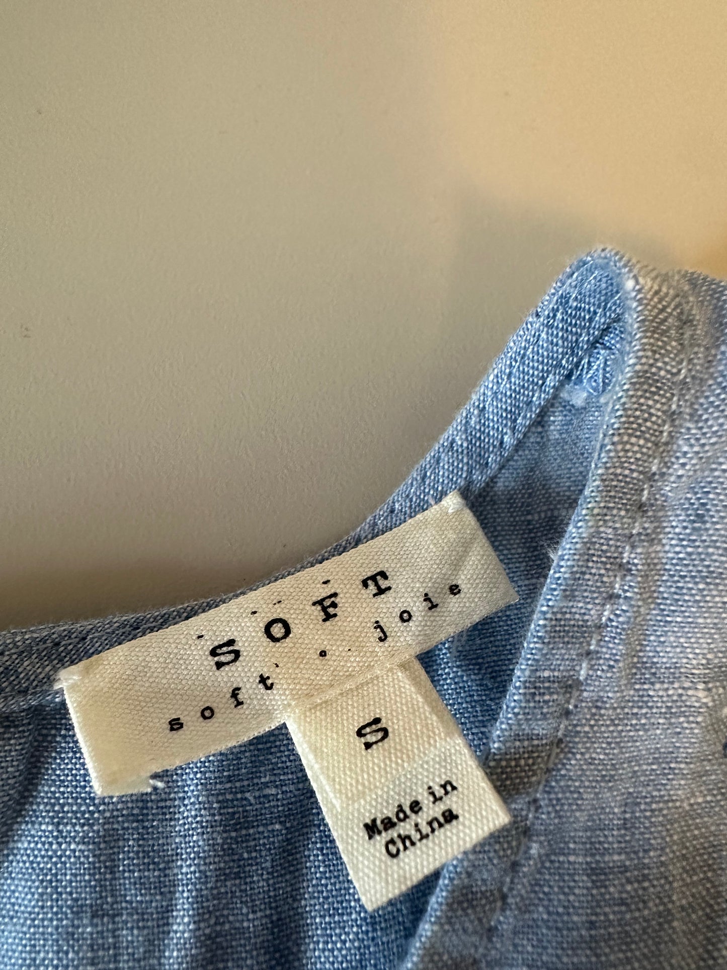 Joie Soft Blue 100% Linen Button Back Sleeveless Tank Top | Size Small