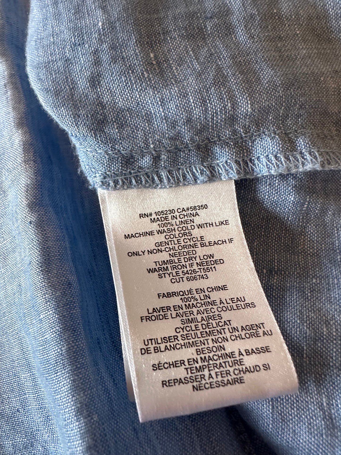 Joie Soft Blue 100% Linen Button Back Sleeveless Tank Top | Size Small