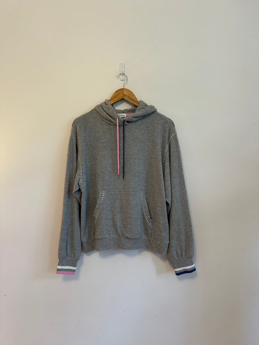 NWT PJ Salvage Heather Grey Blanket Stitch Hoodie | Size Medium