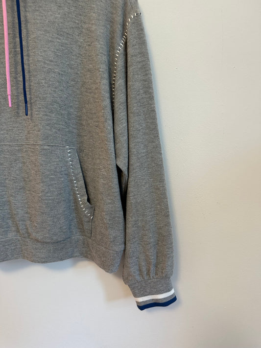 NWT PJ Salvage Heather Grey Blanket Stitch Hoodie | Size Medium