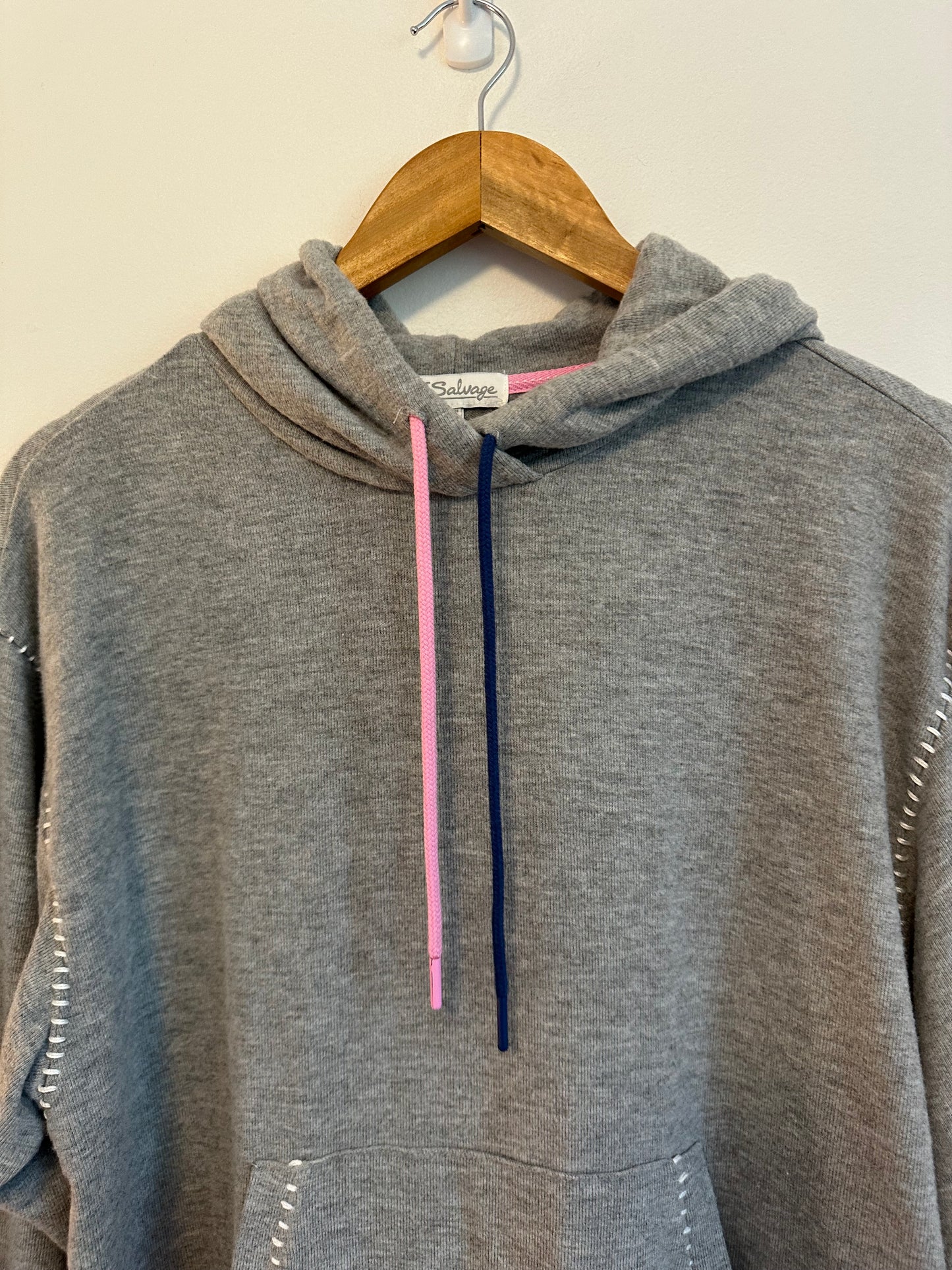 NWT PJ Salvage Heather Grey Blanket Stitch Hoodie | Size Medium