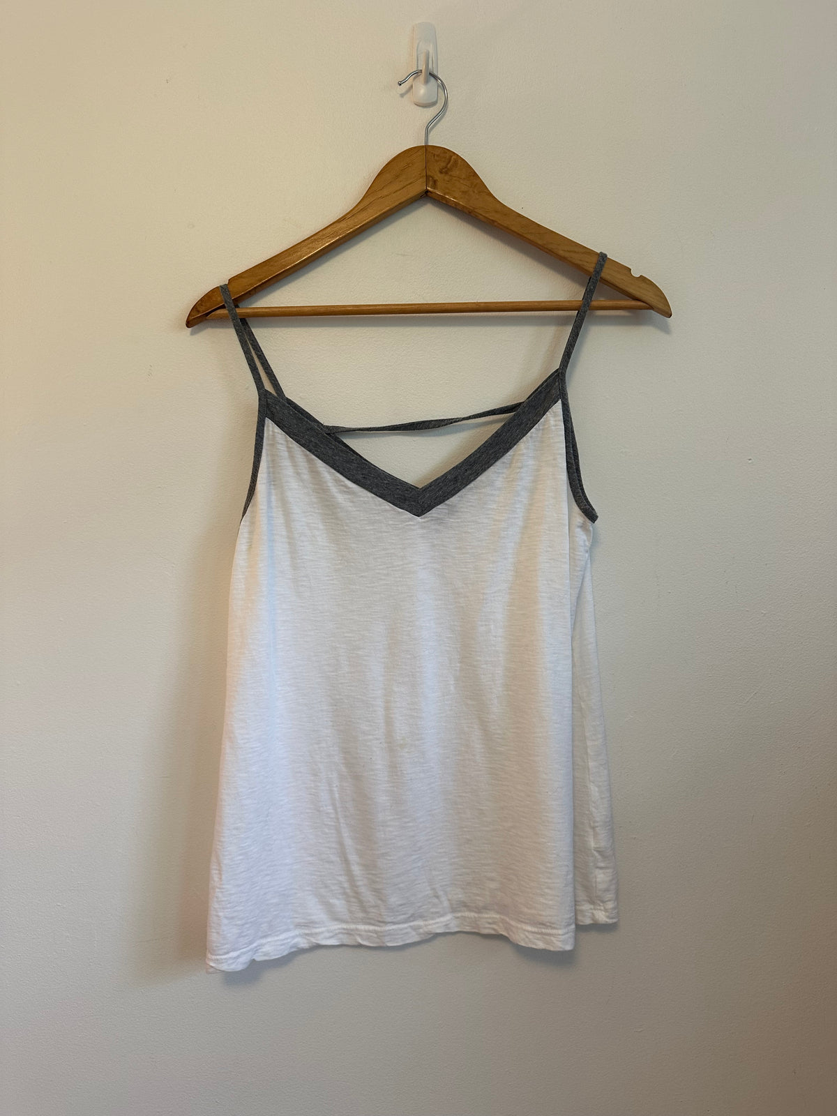 Michael Stars Supima Cotton Slub Knit V-Neck Cami Tank Top in White | OS