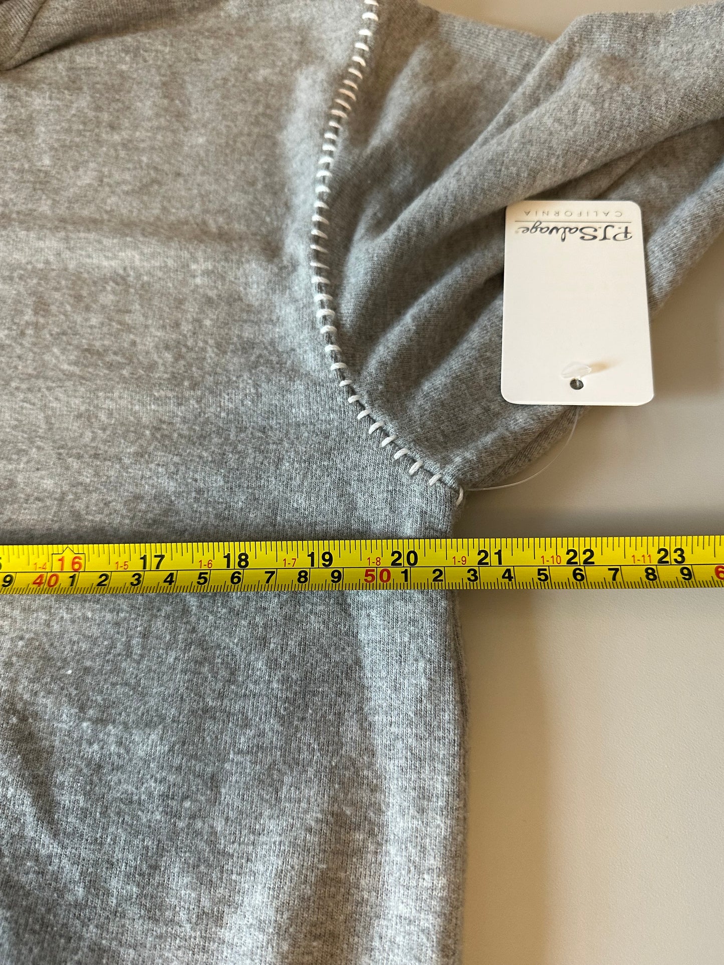 NWT PJ Salvage Heather Grey Blanket Stitch Hoodie | Size Medium