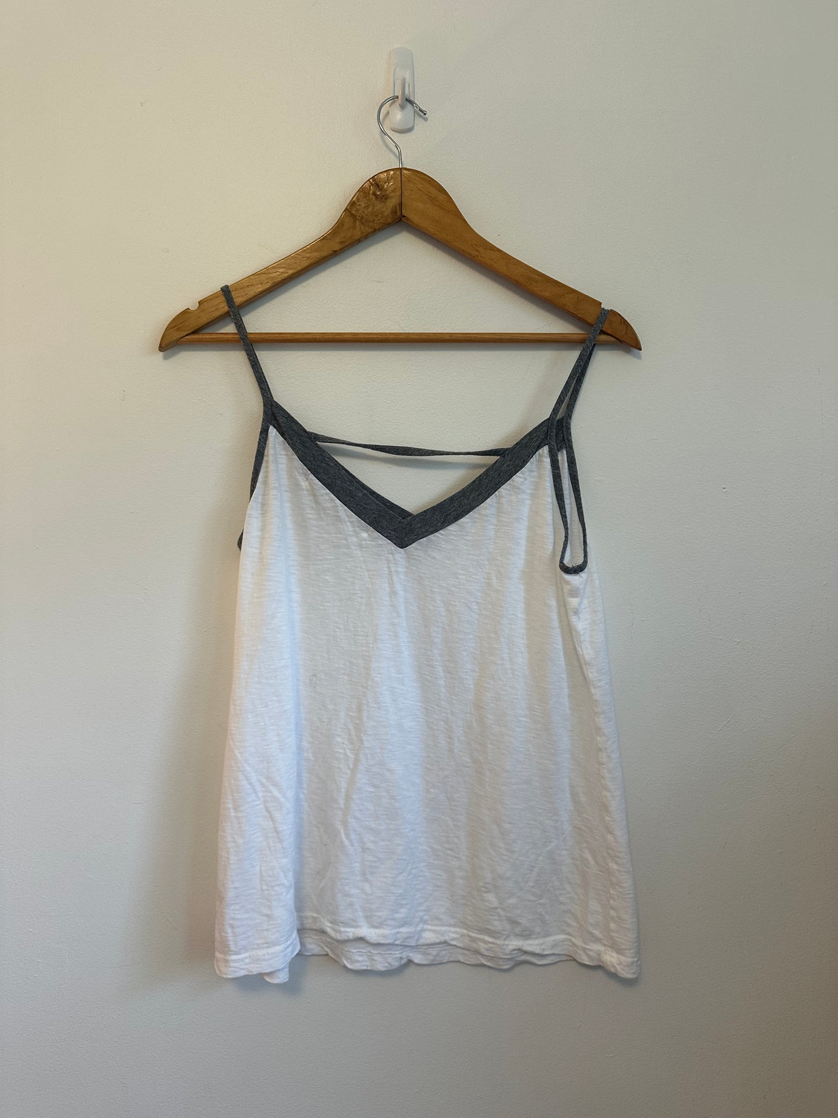 Michael Stars Supima Cotton Slub Knit V-Neck Cami Tank Top in White | OS