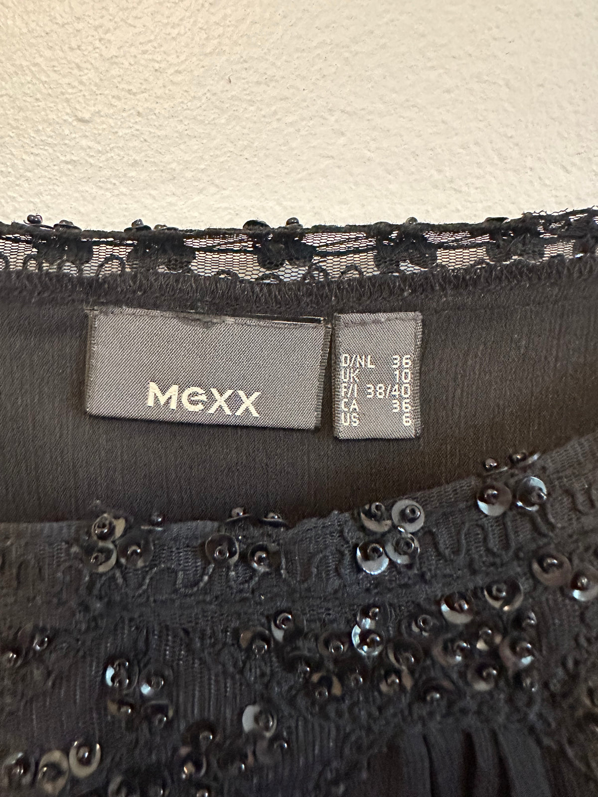 Mexx Black Sequin and Lace Trim Camisole | Size 6
