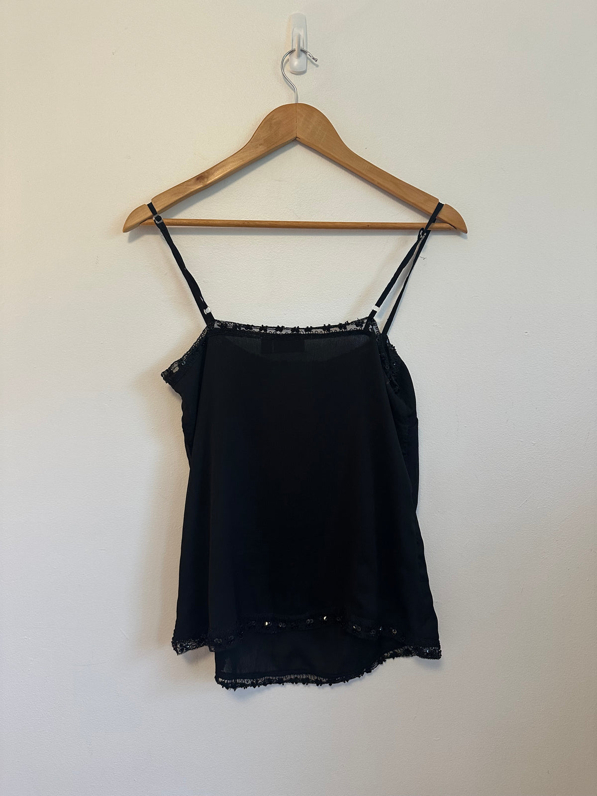 Mexx Black Sequin and Lace Trim Camisole | Size 6
