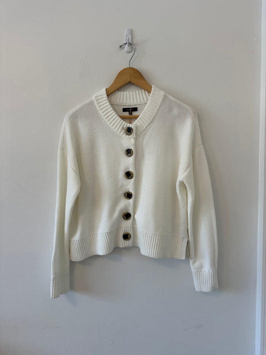 NWT Quince 100% Organic Cotton Cropped Cardigan in Ivory | Size XS
