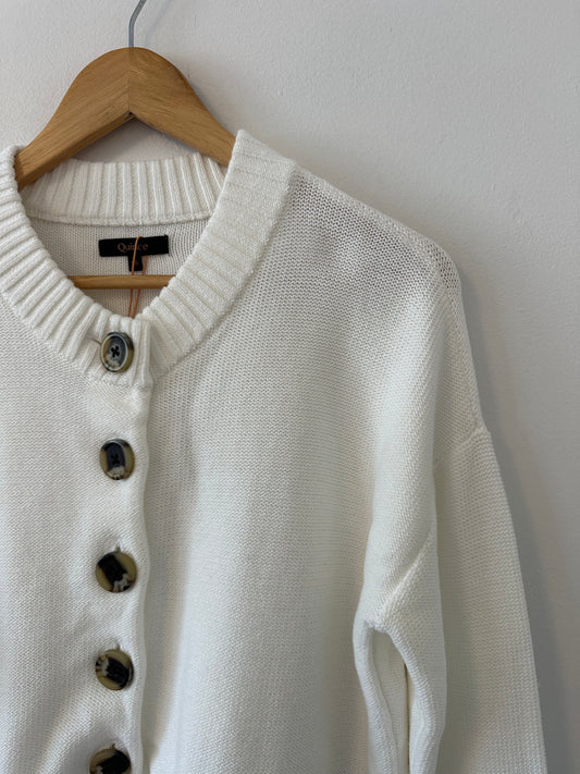 NWT Quince 100% Organic Cotton Cropped Cardigan in Ivory | Size XS