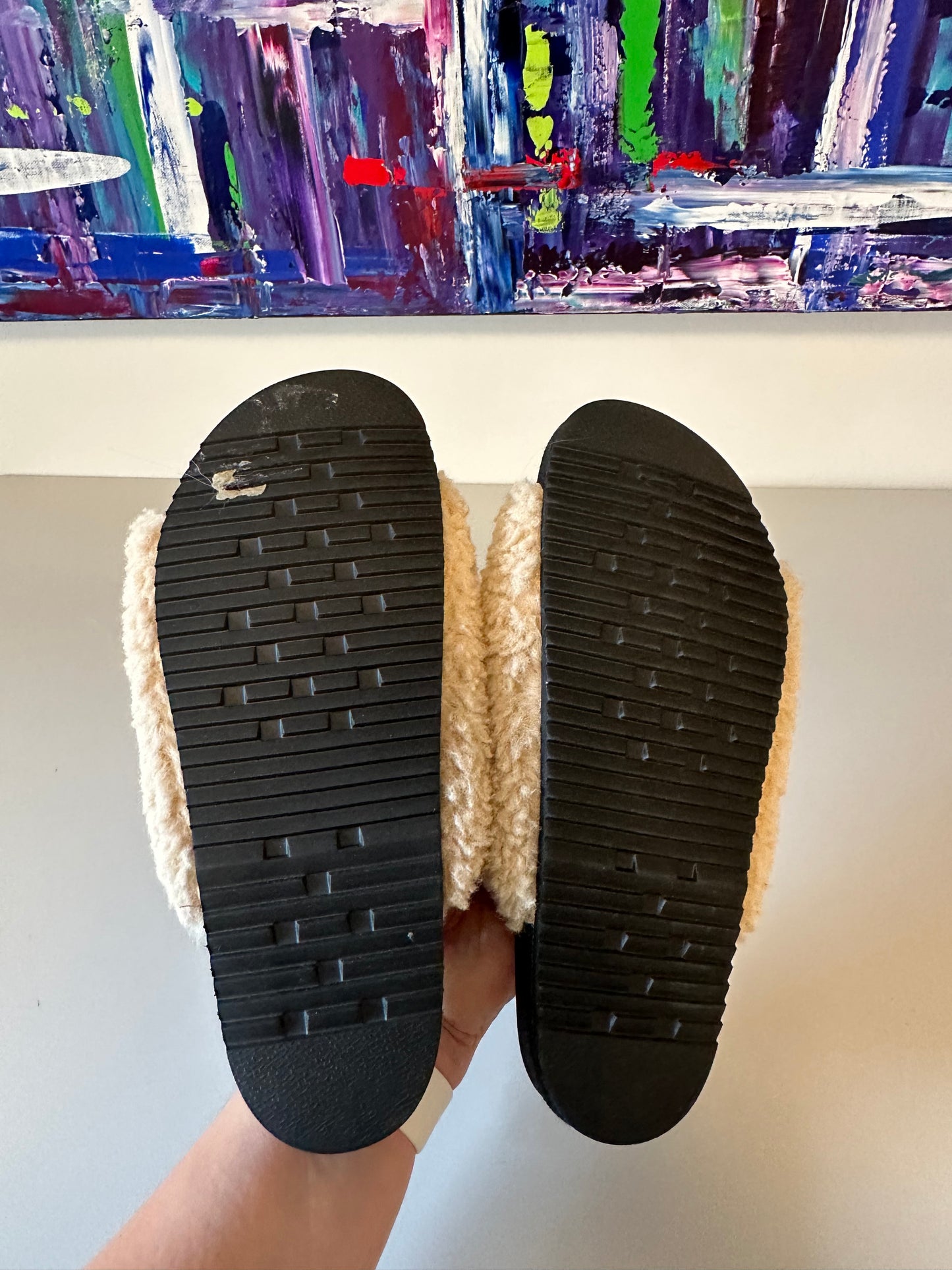 ROAM Cloud Fuzzy Slides in Cream | Size 38