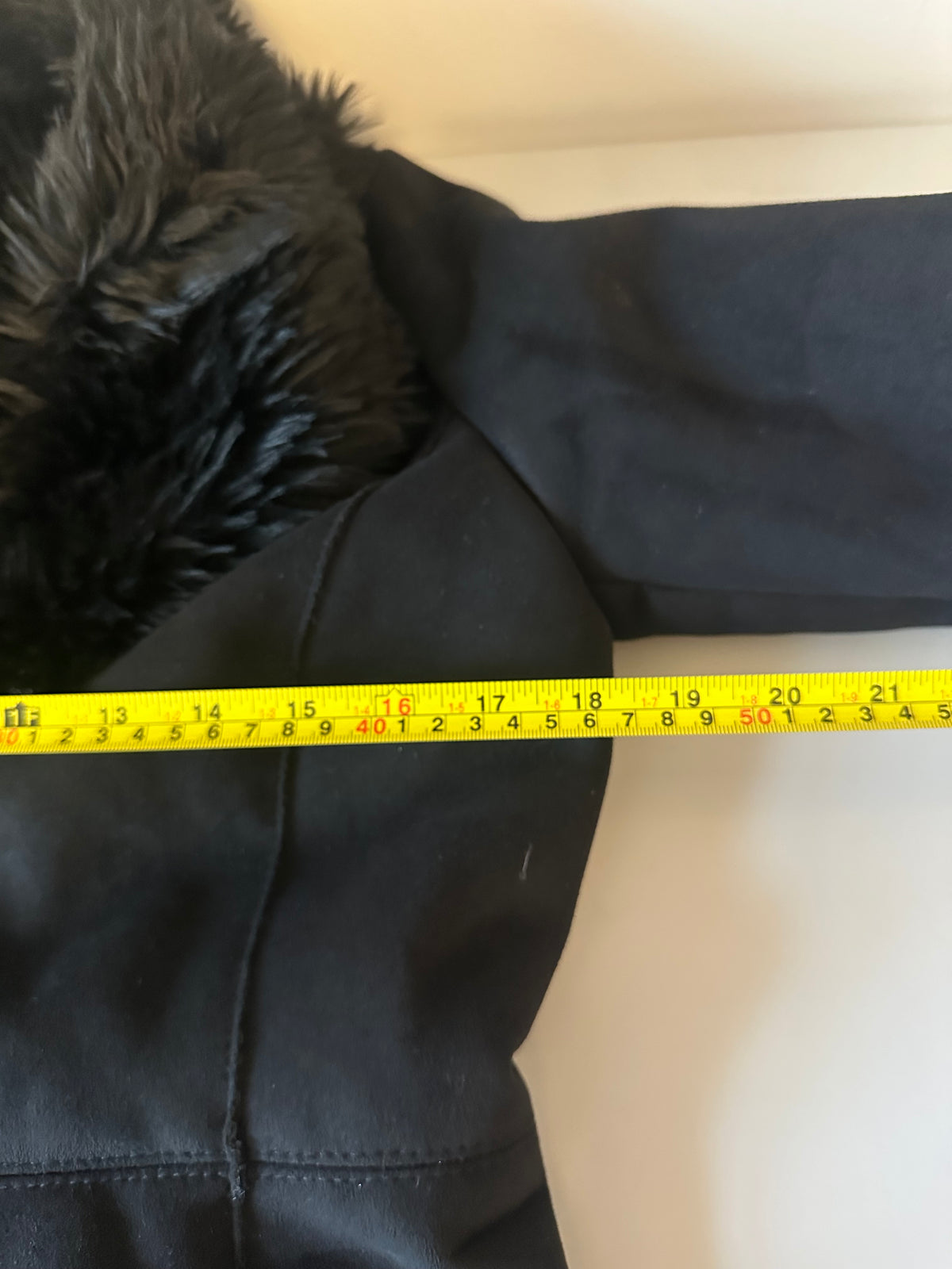Ann Taylor Black Faux Suede Faux Fur Collar Trim Jacket | Size Small