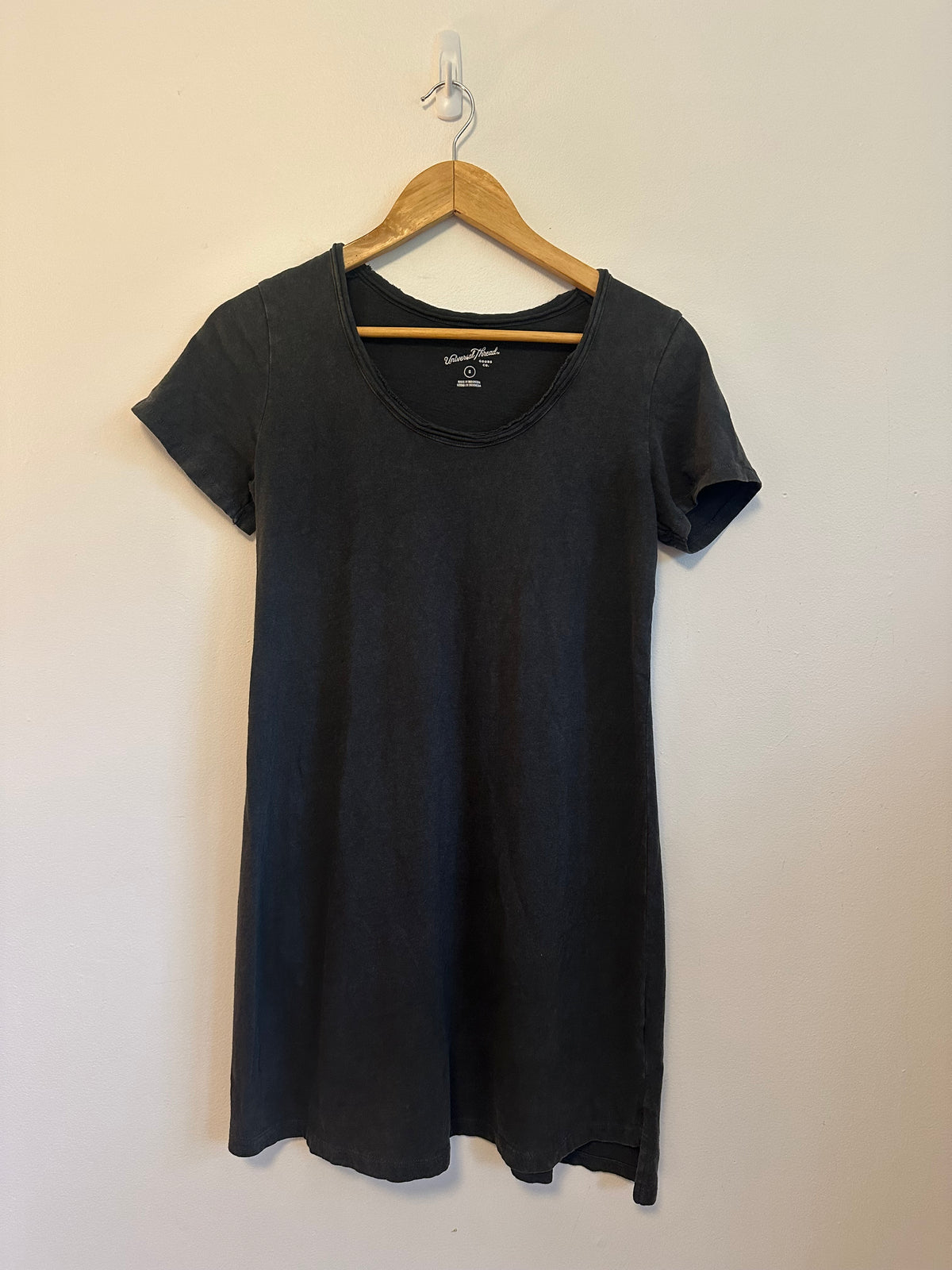 Universal Thread Washed Black Cotton Short Sleeve T-Shirt Dress | Size Small