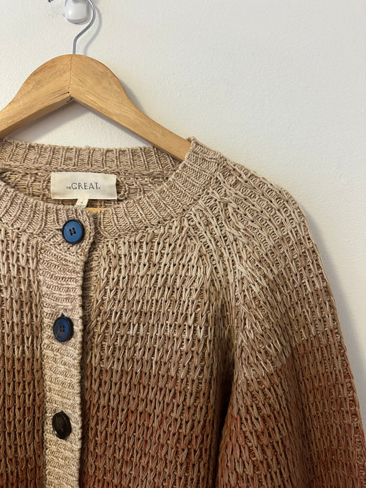 THE GREAT. The Dusk Cardigan in Marled Sunset | Size 0 / XS