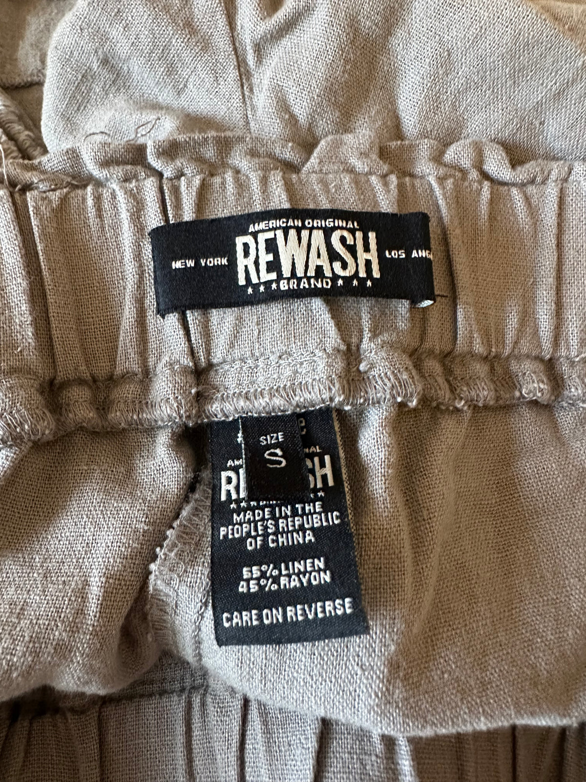 Rewash Linen Blend Paperbag Waist Shorts in Taupe | Size Small