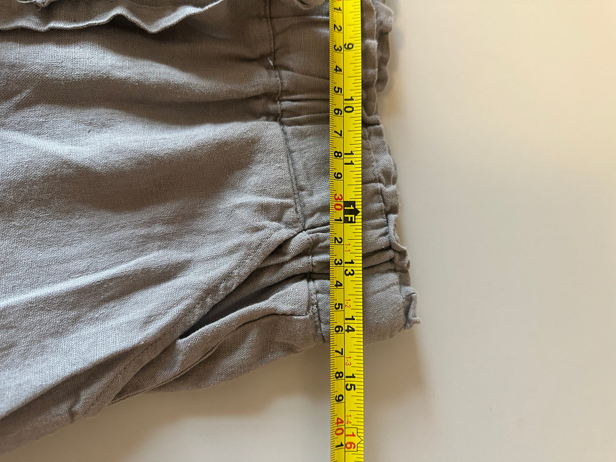 Rewash Linen Blend Paperbag Waist Shorts in Taupe | Size Small