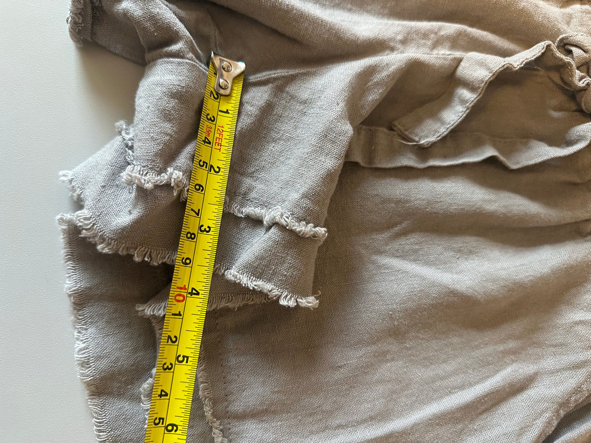 Rewash Linen Blend Paperbag Waist Shorts in Taupe | Size Small