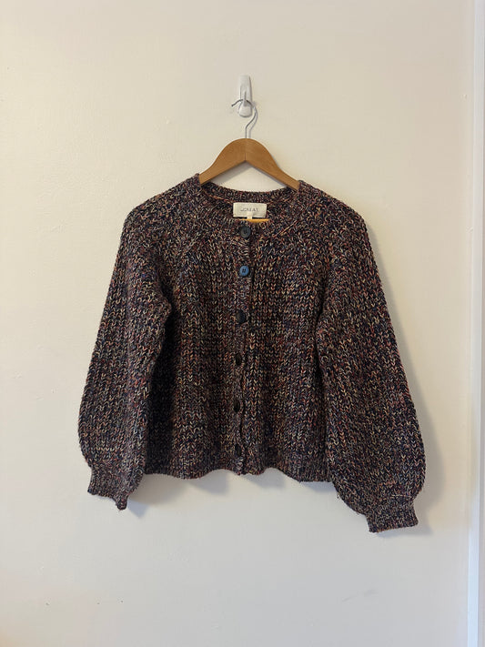 THE GREAT. The Sophomore Cardigan in Multi Colored Chunky Knit | Size 0 / XS