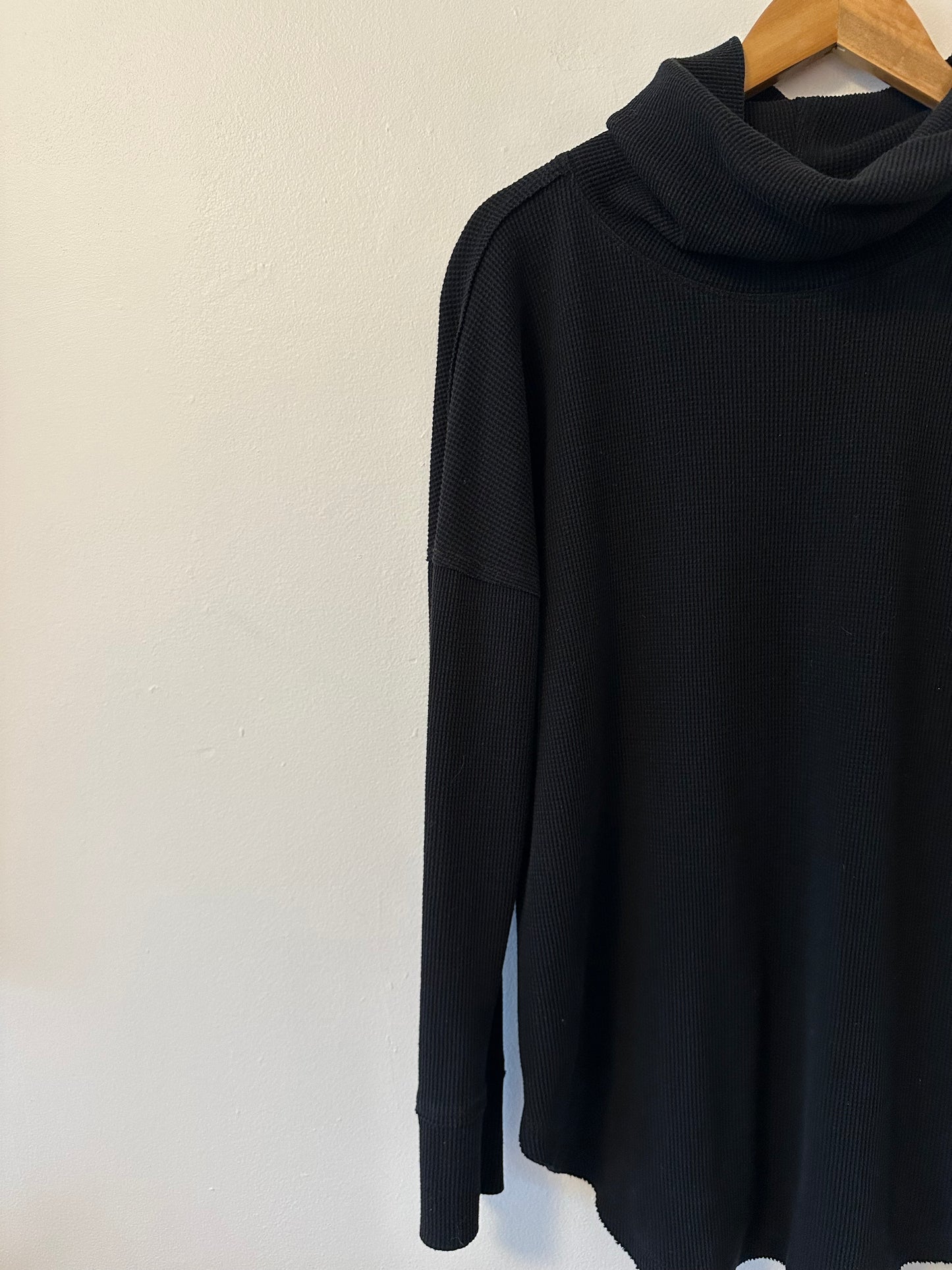 Maeve by Anthropologie Black Thermal Cowl Neck Shirt | Size Large
