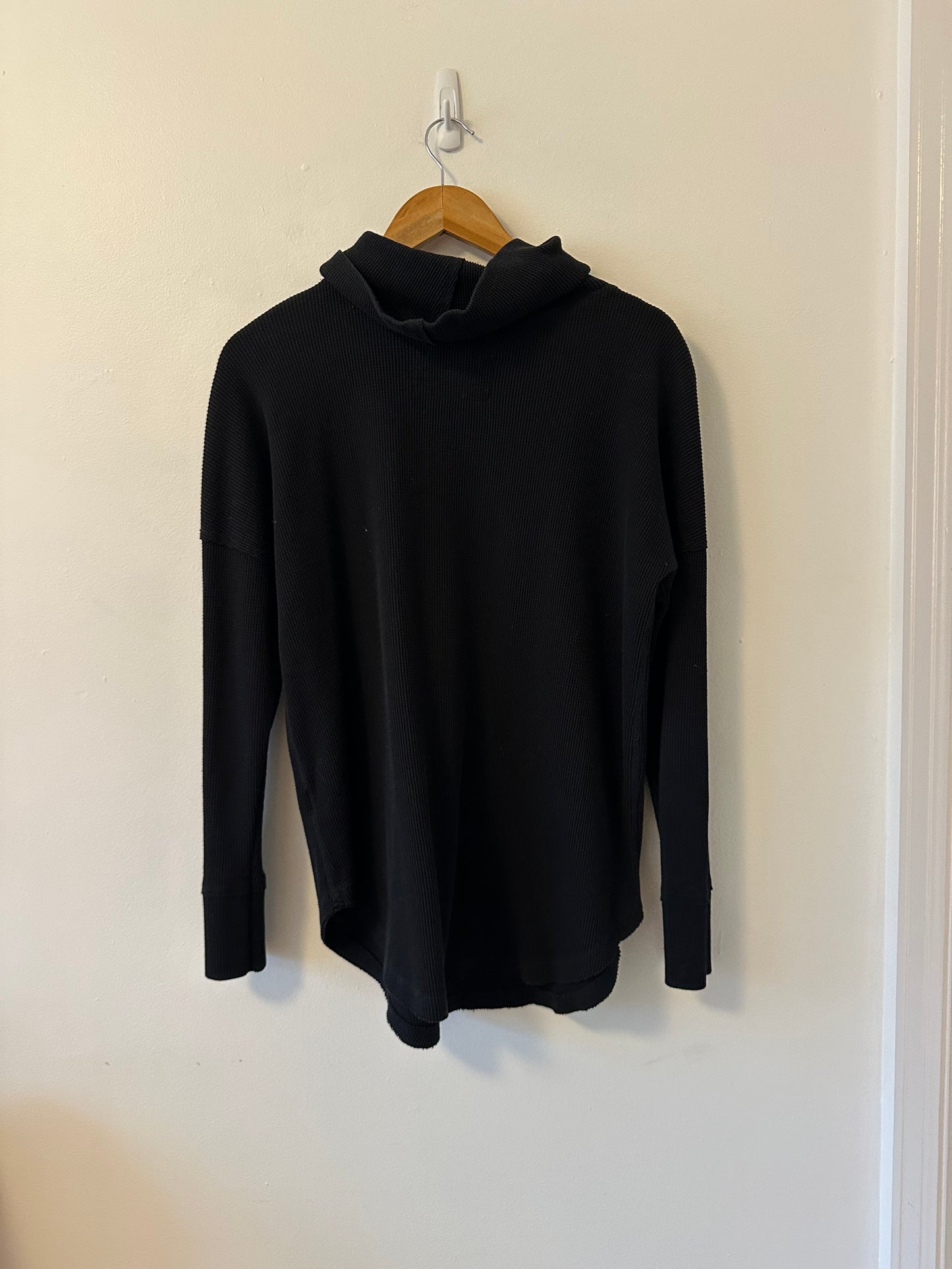 Maeve by Anthropologie Black Thermal Cowl Neck Shirt | Size Large