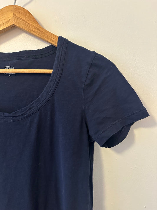 J. Crew Vintage Cotton Navy Blue Scoop Neck Short Sleeve T-Shirt | Size Small