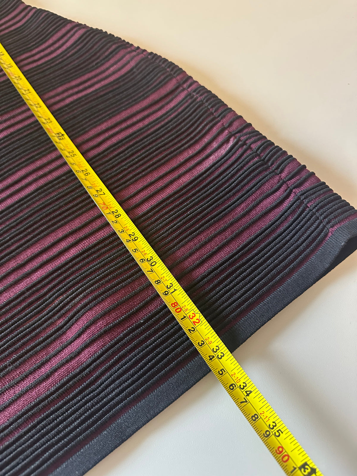 NWT Lauren Ralph Lauren Burgundy and Black Ribbed Striped Bodycon Dress | Size XS