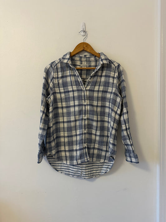 Outerknown Flannel Button Down Shirt in Blue Plaid | Size Small