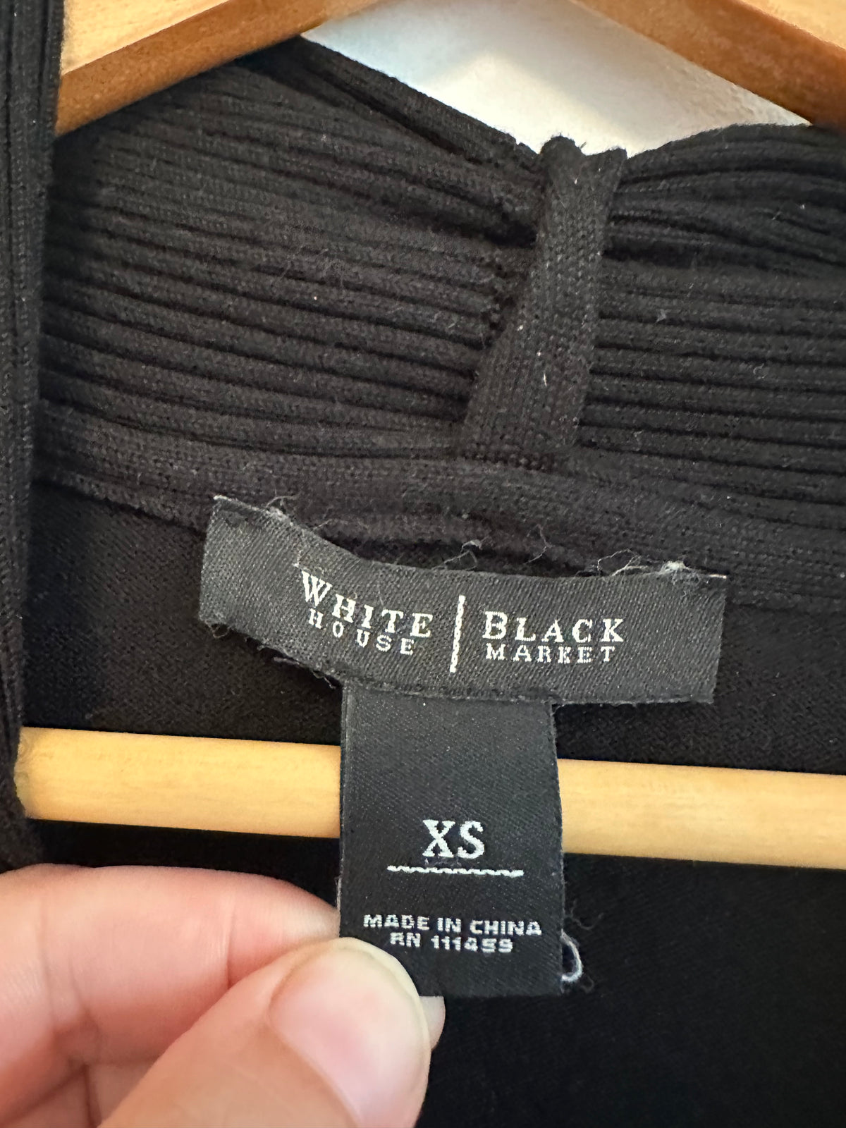 White House Black Market Black Ribbed Shawl Collar Open Front Cardigan | Size XS