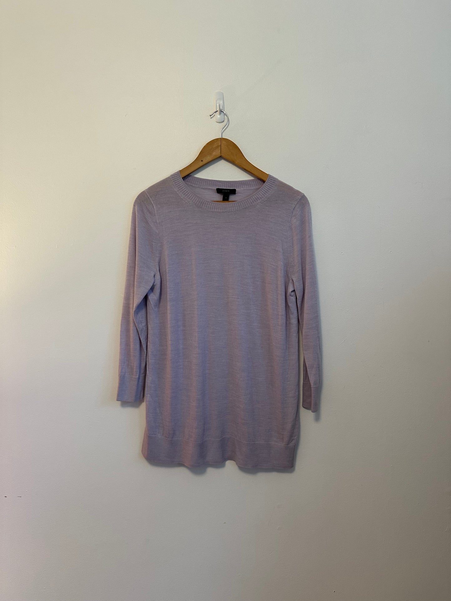 J. Crew Lavender Purple 3/4 Sleeve Side Slit Tunic Knit Sweater | Size Small