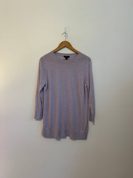 J. Crew Lavender Purple 3/4 Sleeve Side Slit Tunic Knit Sweater | Size Small