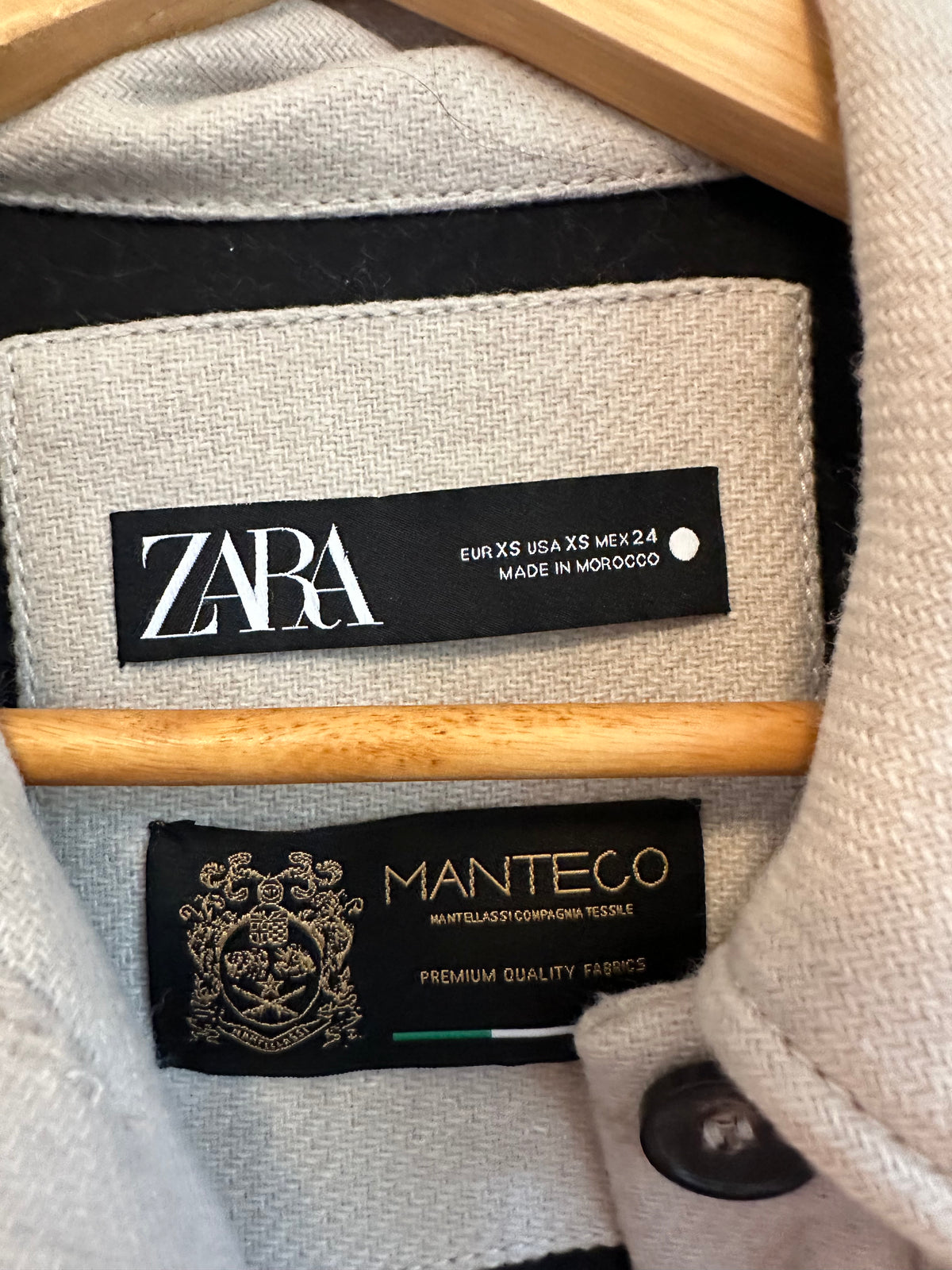 Zara Wool Blend Shacket Oversized Shirt Jacket in Beige | Size XS