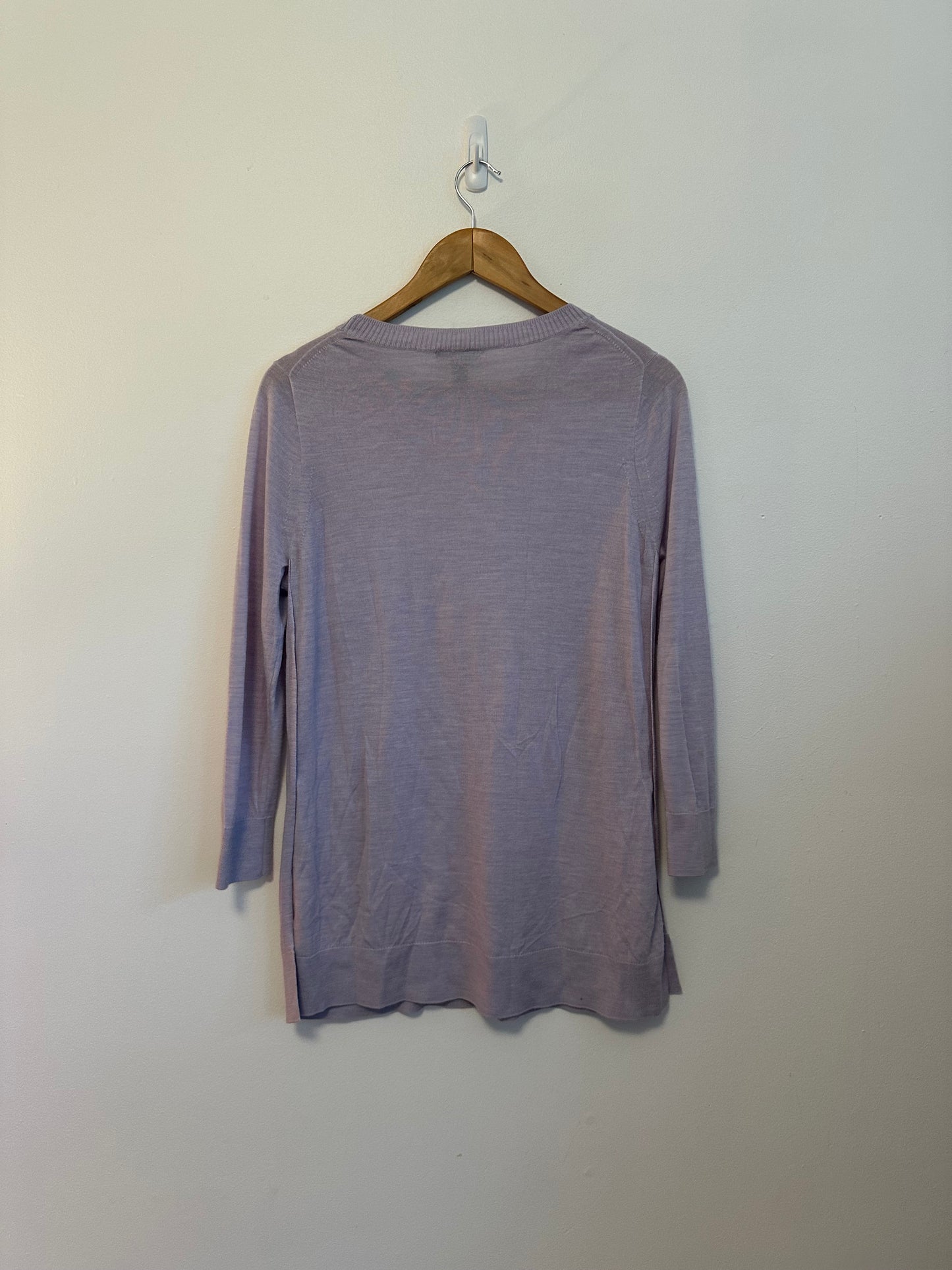 J. Crew Lavender Purple 3/4 Sleeve Side Slit Tunic Knit Sweater | Size Small