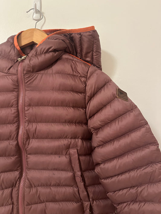 Burton Evergreen Long Down Puffer Coat in Pink and Orange | Size Medium