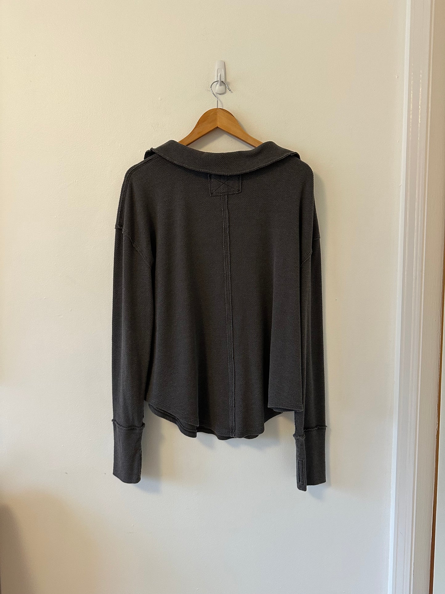 We The Free Oversized Charcoal Gray Polo Shirt | Size Large
