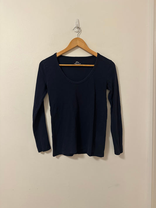 J. Crew Scoop Neck Long Sleeve T-Shirt in Navy | Size XS